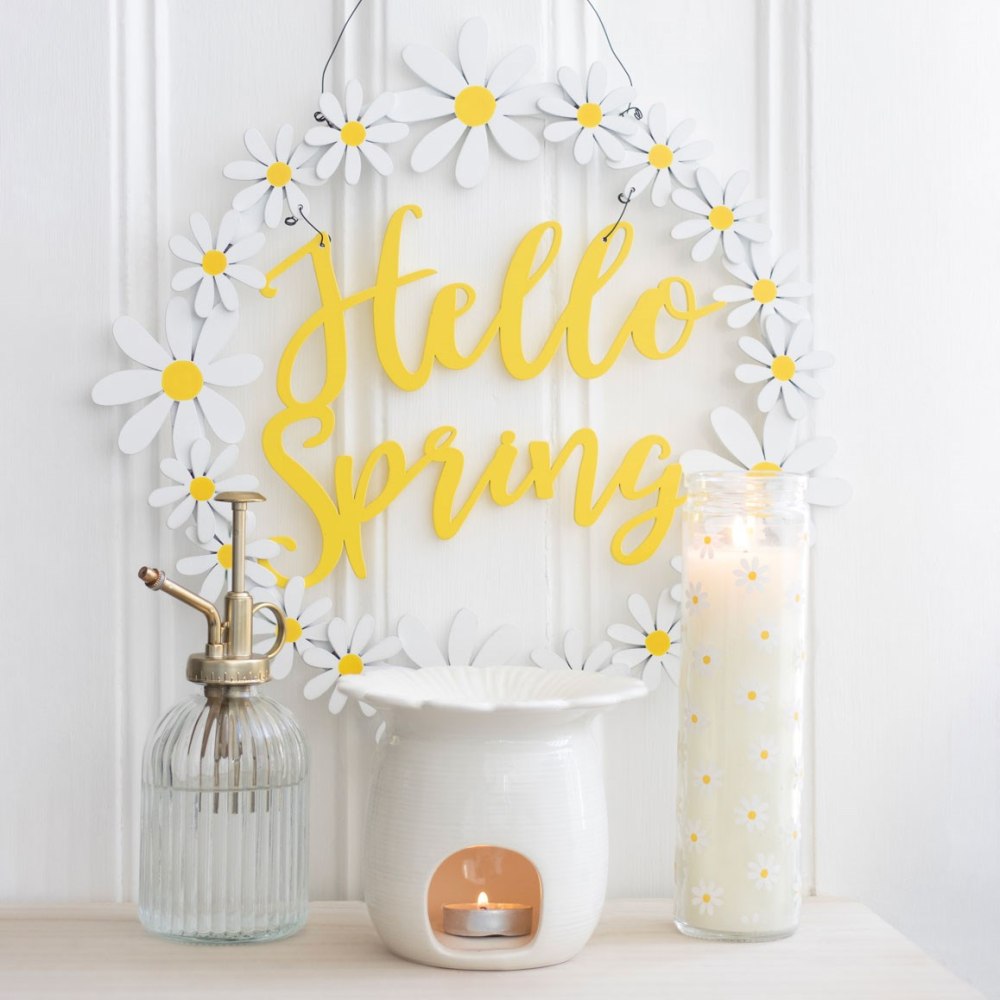 Something Different - Hello Spring Hanging Daisy Decoration Wreath - Multicolours